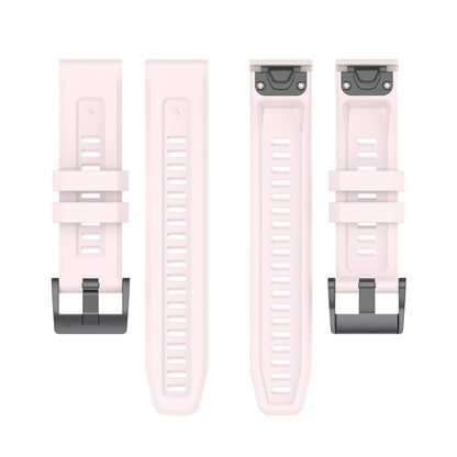 For Garmin Fenix 6 GPS Solid Color Black Buckle Silicone Quick Release Watch Band(Pink) - Watch Bands by buy2fix | Online Shopping UK | buy2fix