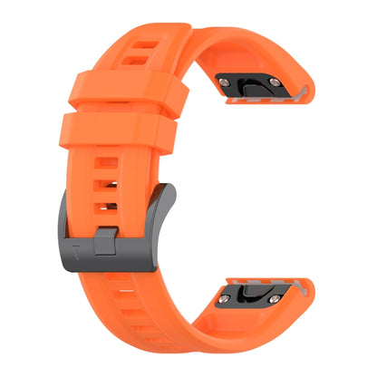 For Garmin Fenix 6 Pro GPS Solid Color Black Buckle Silicone Quick Release Watch Band(Orange) - Watch Bands by buy2fix | Online Shopping UK | buy2fix