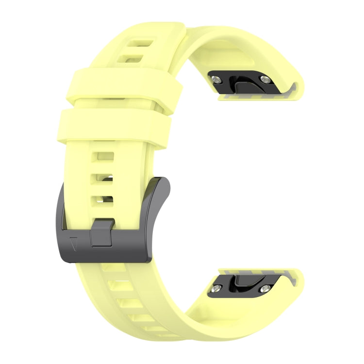 For Garmin Fenix 6 Pro GPS Solid Color Black Buckle Silicone Quick Release Watch Band(Yellow) - Watch Bands by buy2fix | Online Shopping UK | buy2fix