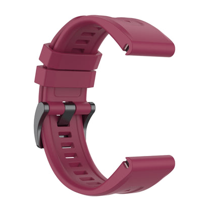 For Garmin Fenix 5 / Fenix 5 Plus Solid Color Black Buckle Silicone Quick Release Watch Band(Wine Red) - Watch Bands by buy2fix | Online Shopping UK | buy2fix