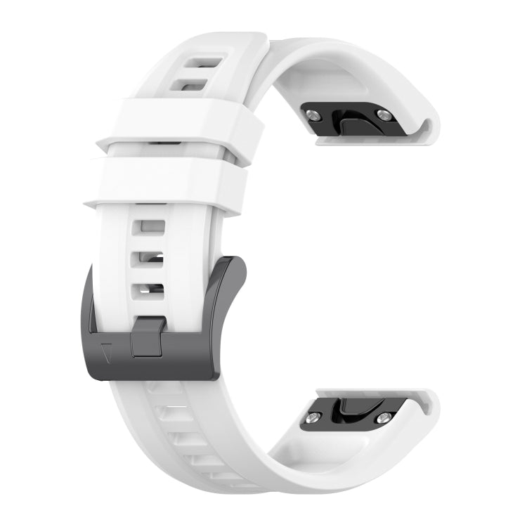 For Garmin Fenix 5 / Fenix 5 Plus Solid Color Black Buckle Silicone Quick Release Watch Band(White) - Watch Bands by buy2fix | Online Shopping UK | buy2fix