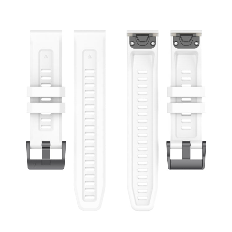 For Garmin Fenix 5 / Fenix 5 Plus Solid Color Black Buckle Silicone Quick Release Watch Band(White) - Watch Bands by buy2fix | Online Shopping UK | buy2fix