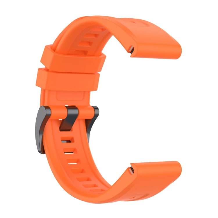 For Garmin Fenix 5 / Fenix 5 Plus Solid Color Black Buckle Silicone Quick Release Watch Band(Orange) - Watch Bands by buy2fix | Online Shopping UK | buy2fix