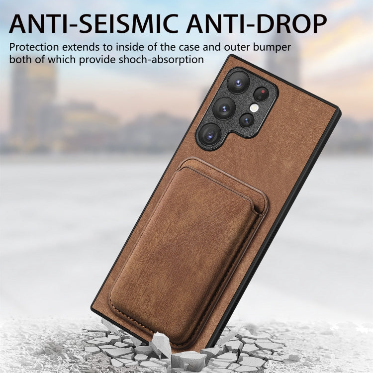 For Samsung Galaxy S23 Ultra 5G Retro Leather Card Bag Magnetic Phone Case(Brown) - Galaxy S23 Ultra 5G Cases by buy2fix | Online Shopping UK | buy2fix