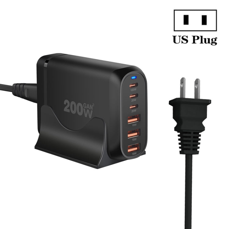 GaN PD100W Type-C x 3 + USB x 3 Multi Port Laptop Adapter, Plug Size:US Plug - Universal Power Adapter by buy2fix | Online Shopping UK | buy2fix