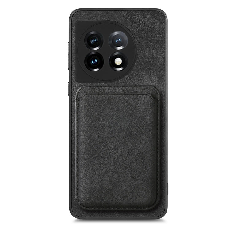 For OnePlus 11 Retro Leather Card Bag Magnetic Phone Case(Black) - OnePlus Cases by buy2fix | Online Shopping UK | buy2fix