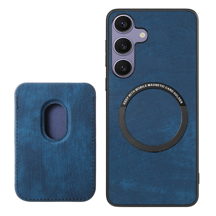 For Samsung Galaxy S25 5G Retro Leather Card Bag Magnetic Phone Case(Blue) - Galaxy S25 5G Cases by buy2fix | Online Shopping UK | buy2fix