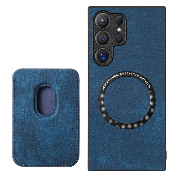 For Samsung Galaxy S25 Ultra 5G Retro Leather Card Bag Magnetic Phone Case(Blue) - Galaxy S25 Ultra 5G Cases by buy2fix | Online Shopping UK | buy2fix