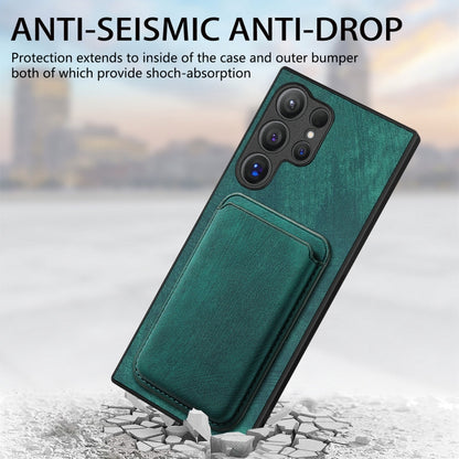 For Samsung Galaxy S25 Ultra 5G Retro Leather Card Bag Magnetic Phone Case(Green) - Galaxy S25 Ultra 5G Cases by buy2fix | Online Shopping UK | buy2fix