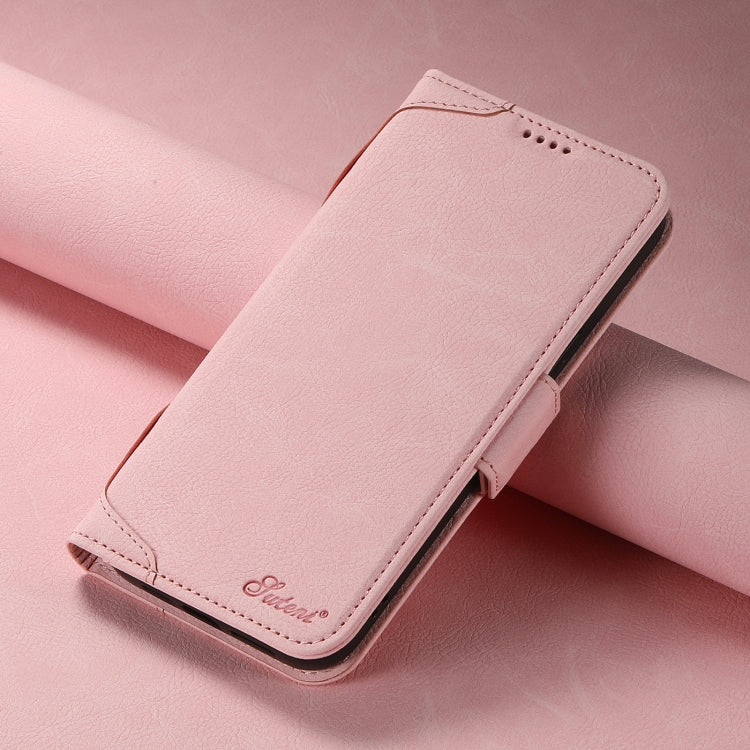 For iPhone 12 / 12 Pro SUTENI J07 Multifunctional Horizontal Flip Magsafe Leather Phone Case(Pink) - iPhone 12 / 12 Pro Cases by Suteni | Online Shopping UK | buy2fix