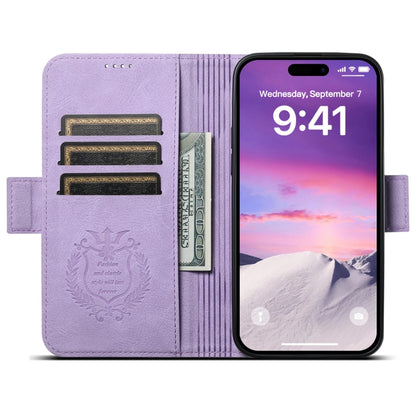 For iPhone 14 Pro SUTENI J07 Multifunctional Horizontal Flip Magsafe Leather Phone Case(Purple) - iPhone 14 Pro Cases by Suteni | Online Shopping UK | buy2fix