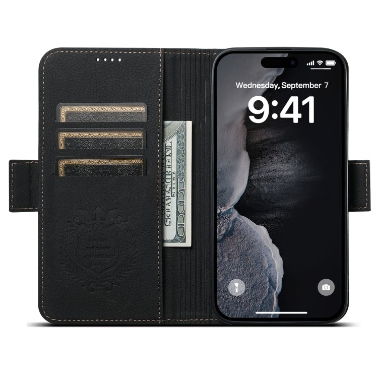 For iPhone 14 Plus SUTENI J07 Multifunctional Horizontal Flip Magsafe Leather Phone Case(Black) - iPhone 14 Plus Cases by Suteni | Online Shopping UK | buy2fix