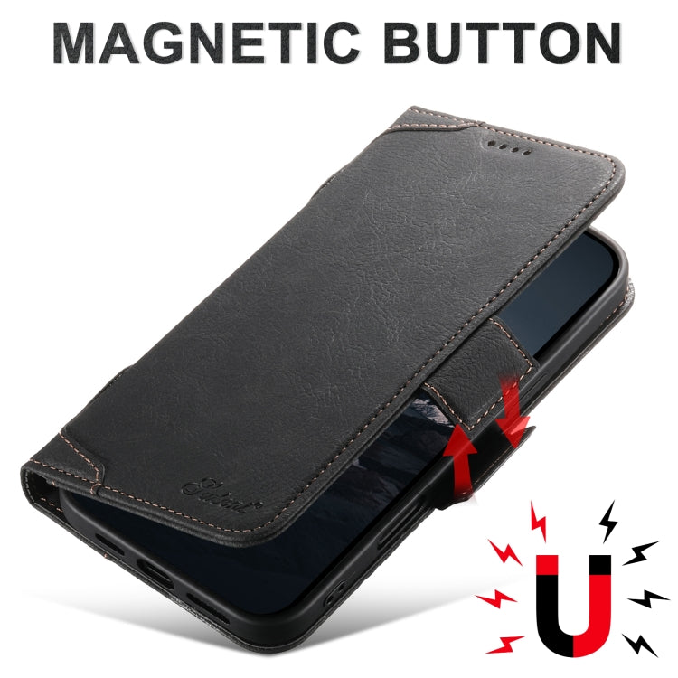 For iPhone 16 Plus SUTENI J07 Multifunctional Horizontal Flip Magsafe Leather Phone Case(Black) - iPhone 16 Plus Cases by Suteni | Online Shopping UK | buy2fix