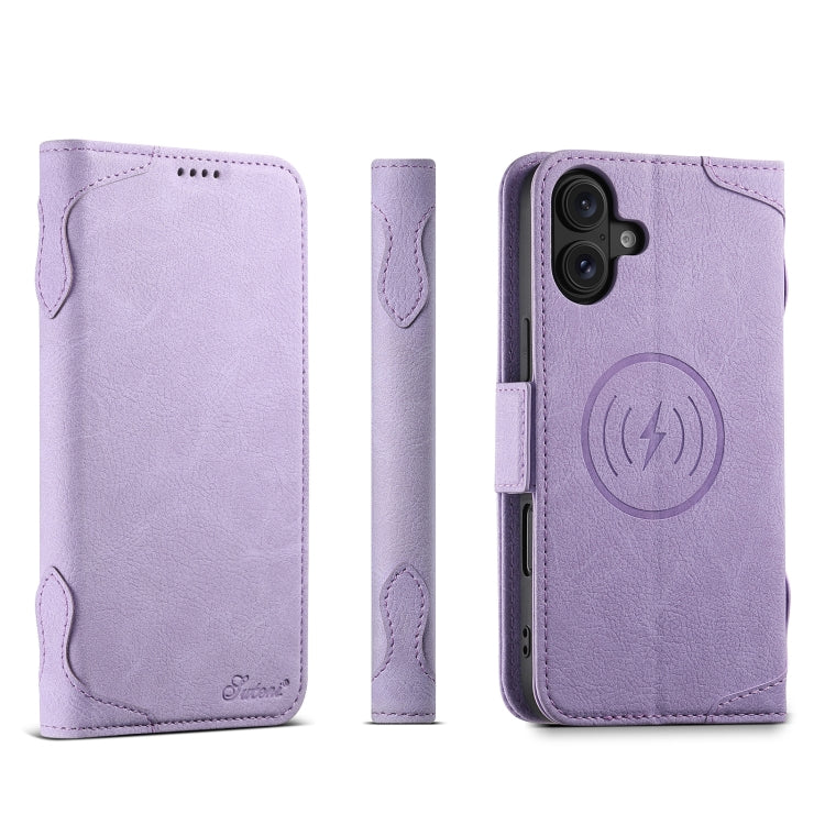 For iPhone 16 Plus SUTENI J07 Multifunctional Horizontal Flip Magsafe Leather Phone Case(Purple) - iPhone 16 Plus Cases by Suteni | Online Shopping UK | buy2fix