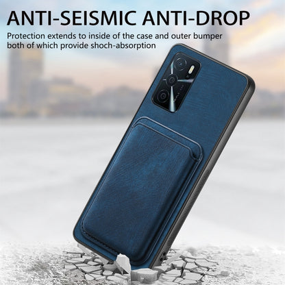 For OPPO Reno8 Pro 5G Retro Leather Card Bag Magnetic Phone Case(Blue) - OPPO Cases by buy2fix | Online Shopping UK | buy2fix