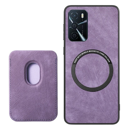 For OPPO Reno8 Pro 5G Retro Leather Card Bag Magnetic Phone Case(Purple) - OPPO Cases by buy2fix | Online Shopping UK | buy2fix