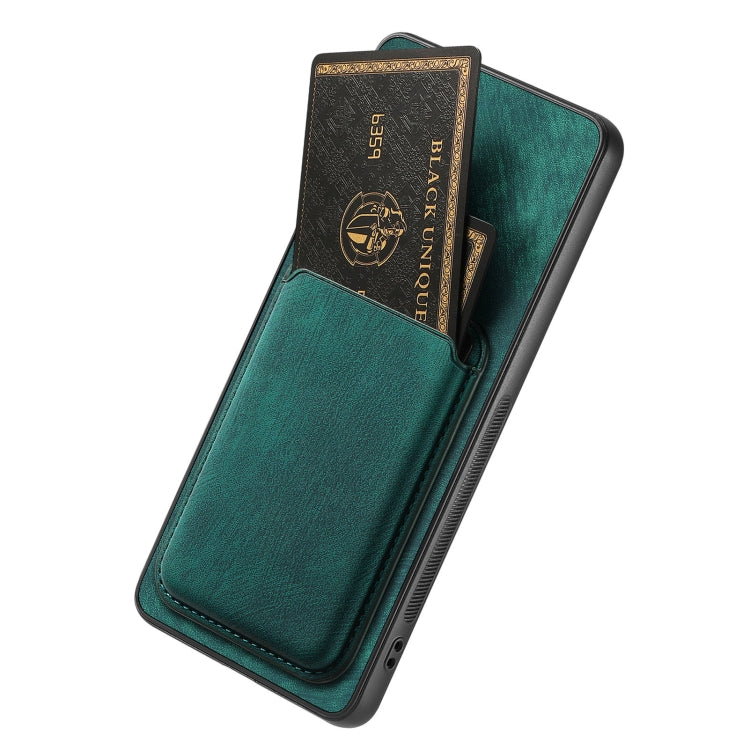 For OPPO A57 5G Retro Leather Card Bag Magnetic Phone Case(Green) - OPPO Cases by buy2fix | Online Shopping UK | buy2fix