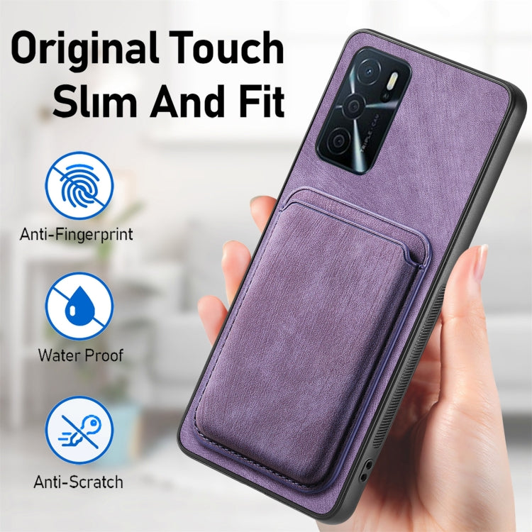 For OPPO Find X5 Retro Leather Card Bag Magnetic Phone Case(Purple) - OPPO Cases by buy2fix | Online Shopping UK | buy2fix