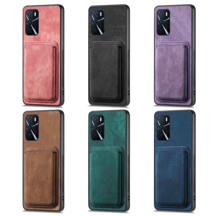 For OPPO Reno7 Z 5G/F21 Pro 5G Retro Leather Card Bag Magnetic Phone Case(Pink) - OPPO Cases by buy2fix | Online Shopping UK | buy2fix