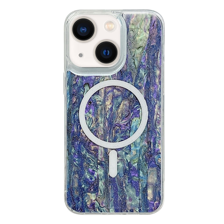 For iPhone 14 Plus Shell Texture Multicolor MagSafe TPU Phone Case(Peacock Blue) - iPhone 14 Plus Cases by buy2fix | Online Shopping UK | buy2fix