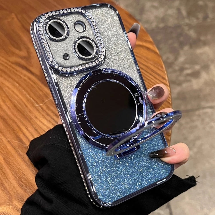 For iPhone 13 MagSafe Rhinestone Mirror Glitter TPU Phone Case(Sierra Blue) - iPhone 13 Cases by buy2fix | Online Shopping UK | buy2fix