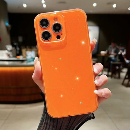 For iPhone 16 Pro Max Jelly Glitter Solid Color TPU Phone Case(Orange) - iPhone 16 Pro Max Cases by buy2fix | Online Shopping UK | buy2fix