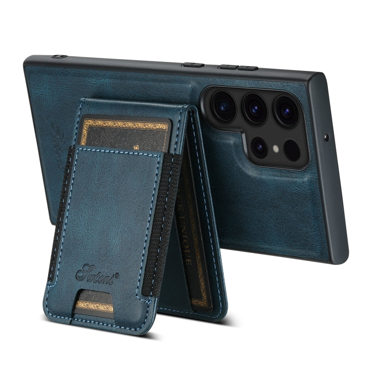 For Samsung Galaxy S23 Ultra 5G Suteni H17 Oil Eax Leather MagSafe Detachable Wallet Phone Case(Blue) - Galaxy S23 Ultra 5G Cases by Suteni | Online Shopping UK | buy2fix