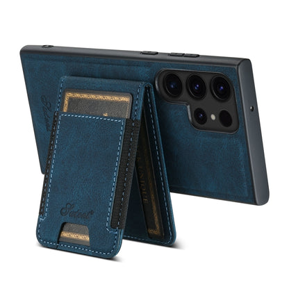 For Samsung Galaxy S24 Ultra 5G Suteni H17 Litchi Texture Leather MagSafe Detachable Wallet Phone Case(Blue) - Galaxy S24 Ultra 5G Cases by Suteni | Online Shopping UK | buy2fix