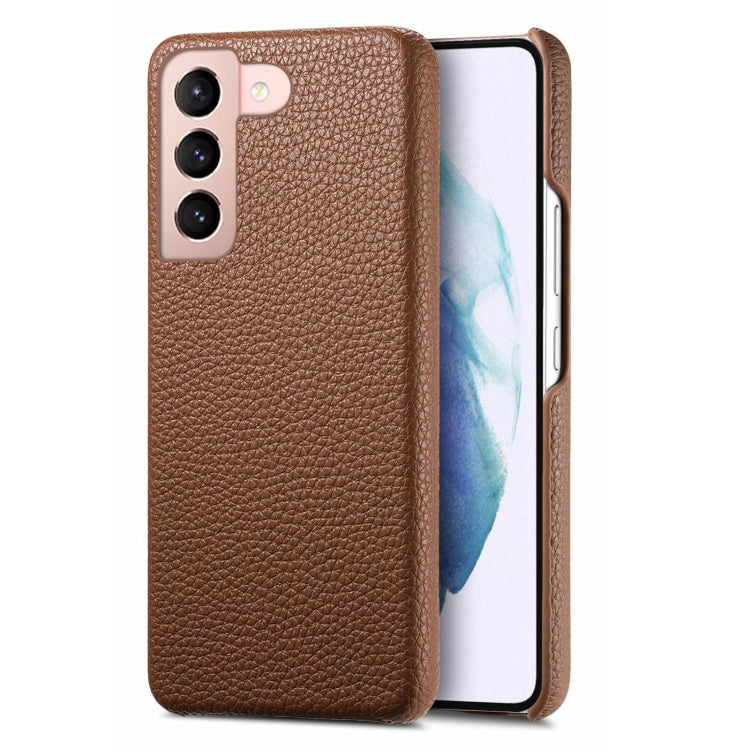 For Samsung Galaxy S21 5G Litchi Oil Edge Leather Back Phone Case(Brown) - Galaxy S21 5G Cases by buy2fix | Online Shopping UK | buy2fix