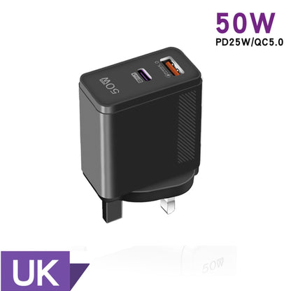 QC5.0 USB / PD25W Type-C Super Fast Charging Full Protocol Phone Charger, UK Plug(Black) - USB Charger by buy2fix | Online Shopping UK | buy2fix