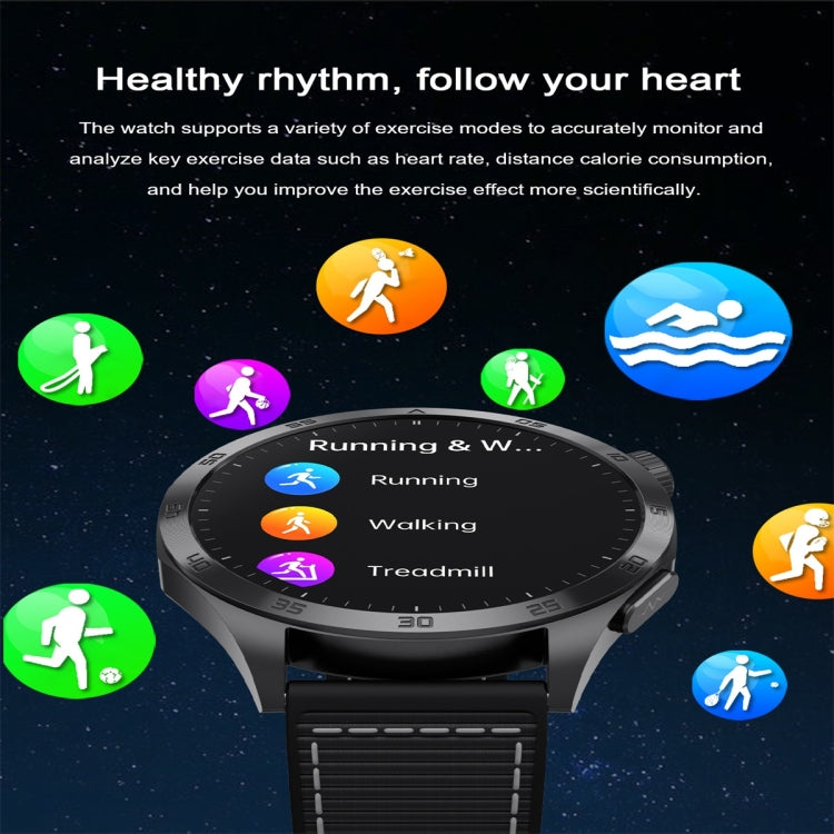 ET485 1.43 inch Color Screen Smart Watch Silicone Strap, Support Bluetooth Call / Micro-physical Examination(Black) - Smart Watches by buy2fix | Online Shopping UK | buy2fix