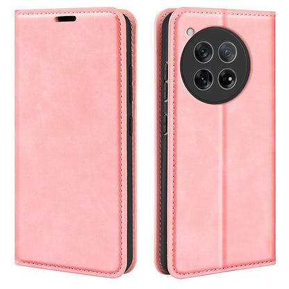 For OnePlus 12 Retro-skin Magnetic Suction Leather Phone Case(Pink) - OnePlus Cases by buy2fix | Online Shopping UK | buy2fix