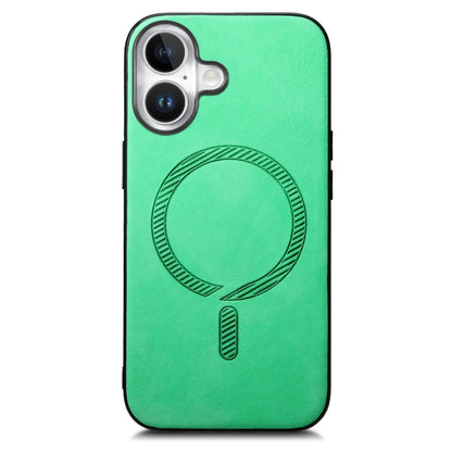 For iPhone 16 Plus Solid Color Retro Magsafe PU Back Cover Phone Case(Green) - iPhone 16 Plus Cases by buy2fix | Online Shopping UK | buy2fix