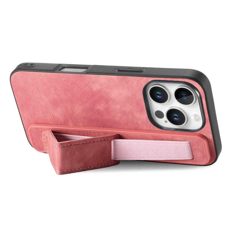 For iPhone 16 Pro Max Retro Wristband Holder Leather Back Phone Case(Pink) - iPhone 16 Pro Max Cases by buy2fix | Online Shopping UK | buy2fix