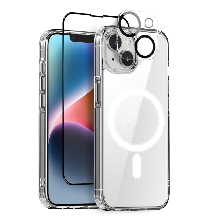 For iPhone 14 NORTHJO 3 in 1 Magsafe Clear Phone Case with Screen Film + Rear Lens Film - iPhone 14 Cases by NORTHJO | Online Shopping UK | buy2fix