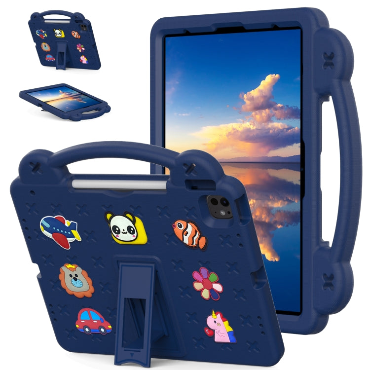 For iPad Air 13 2025 / 2024 Handle Kickstand Children EVA Shockproof Tablet Case(Navy Blue) - iPad Air 13 2025 / 2024 Cases by buy2fix | Online Shopping UK | buy2fix