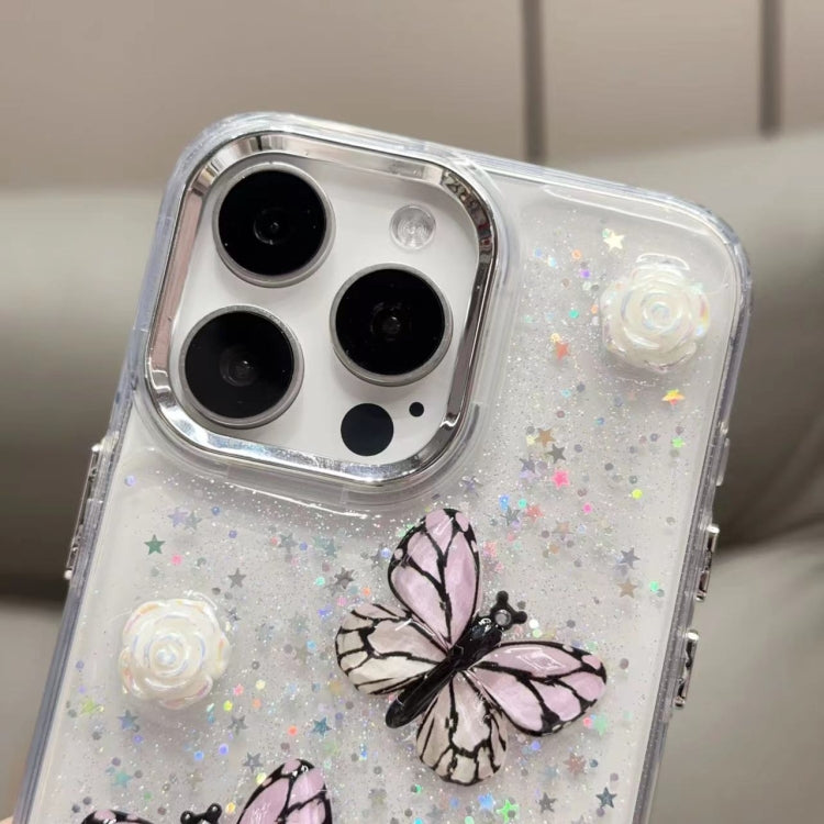 For iPhone 16 Pro Max Glitter 3D Butterfly TPU Phone Case(Gold) - iPhone 16 Pro Max Cases by buy2fix | Online Shopping UK | buy2fix