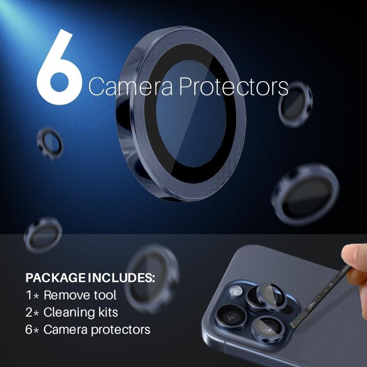 For iPhone 15 Pro / 15 Pro Max NORTHJO 2 Set 6pcs Camera Lens Protector Cover Metal Ring(Blue) - iPhone 15 Pro Max Tempered Glass by NORTHJO | Online Shopping UK | buy2fix