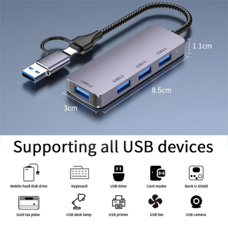 T203 USB + Type-C 3.0 Converter Hub 5Gbps USB 3.0 Data Transfer Adapter for Laptop / Tablet PC - USB 3.0 HUB by buy2fix | Online Shopping UK | buy2fix