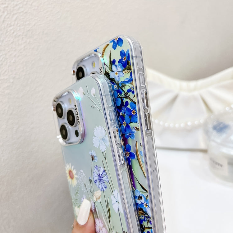 For iPhone 16 Pro Electroplating Laser Flower Phone Case with Wrist Strap(Chrysanthemum AH5) - iPhone 16 Pro Cases by buy2fix | Online Shopping UK | buy2fix