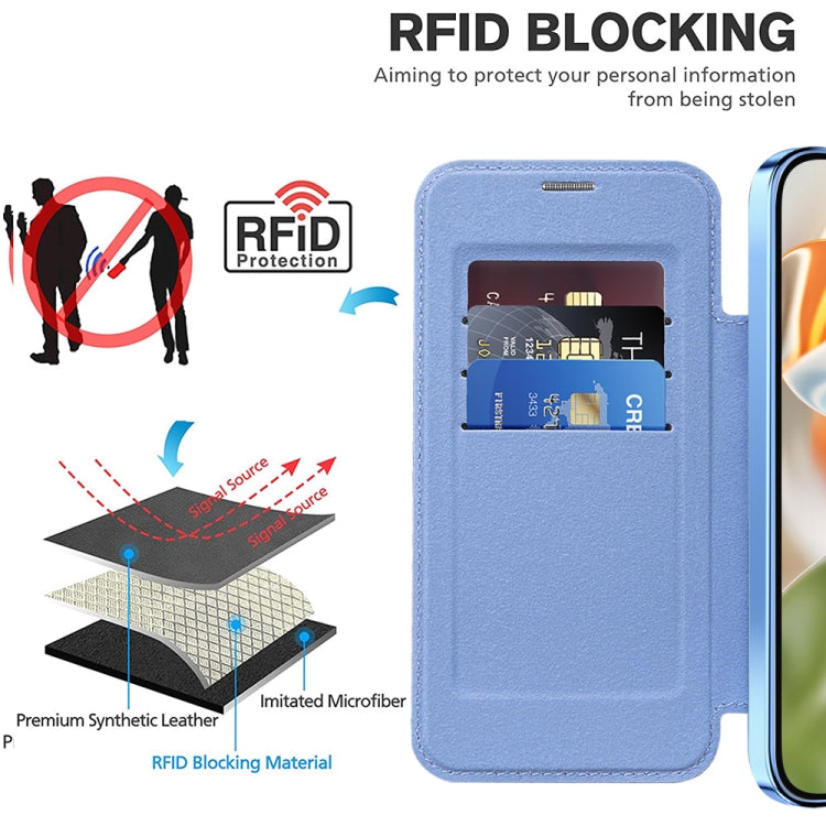 For Google Pixel 9 Pro Shield Magsafe RFID Anti-theft Rhombus Leather Phone Case(Blue) - Google Cases by buy2fix | Online Shopping UK | buy2fix