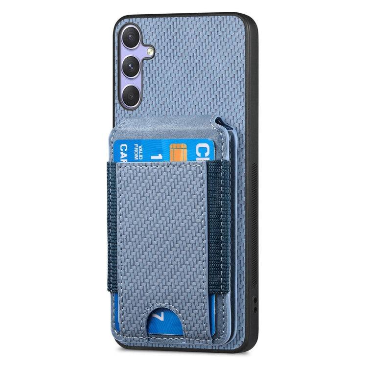 For Samsung Galaxy S25+ 5G Carbon Fiber Vertical Flip Wallet Stand Phone Case(Blue) - Galaxy S25+ 5G Cases by buy2fix | Online Shopping UK | buy2fix