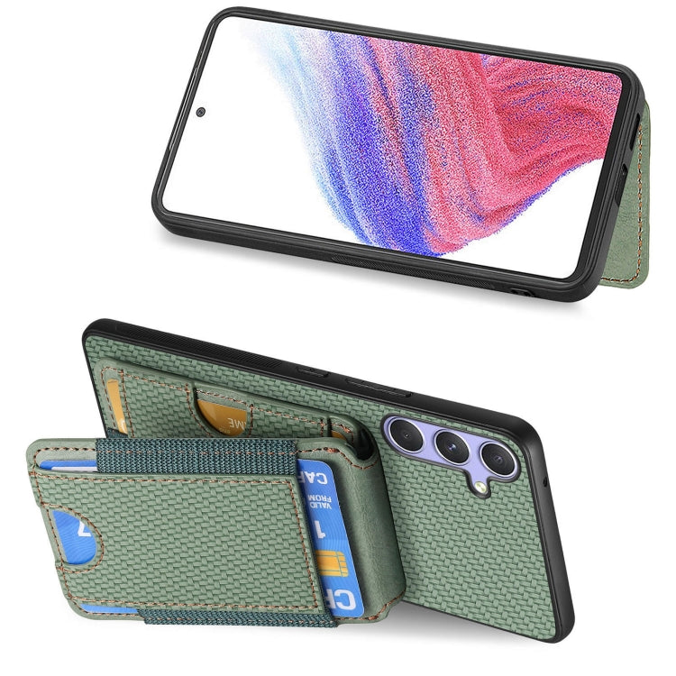 For Samsung Galaxy S25+ 5G Carbon Fiber Vertical Flip Wallet Stand Phone Case(Green) - Galaxy S25+ 5G Cases by buy2fix | Online Shopping UK | buy2fix