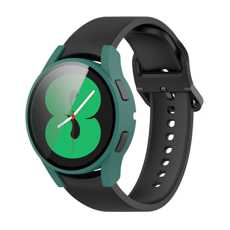 For Samsung Galaxy Watch FE 40mm PC + Tempered Glass Film Integrated Watch Protective Case(Green) - Watch Cases by buy2fix | Online Shopping UK | buy2fix