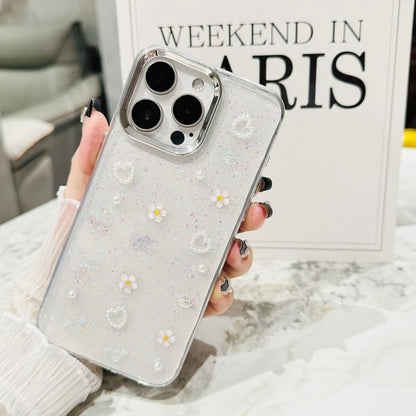 For iPhone 16 Pro 3D Bow Pearl Love Flower TPU Phone Case(Butterfly Love Flowers) - iPhone 16 Pro Cases by buy2fix | Online Shopping UK | buy2fix