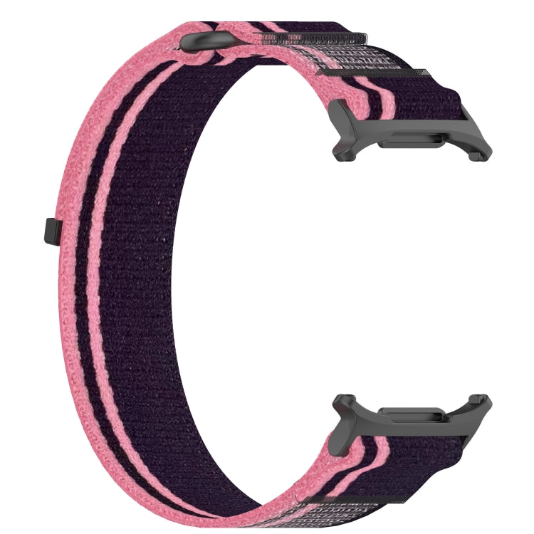 For Samsung Galaxy Watch Ultra 47mm Hook and Loop Fastener Loop Nylon Watch Band(Pink+Purple) - Watch Bands by buy2fix | Online Shopping UK | buy2fix