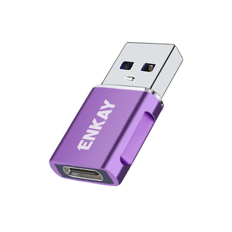 ENKAY ENK-AT119 Aluminium Alloy Male USB 3.0 to Female Type-C Data Adapter Converter Support Fast Charging(Purple) - Type-C Adapter by ENKAY | Online Shopping UK | buy2fix