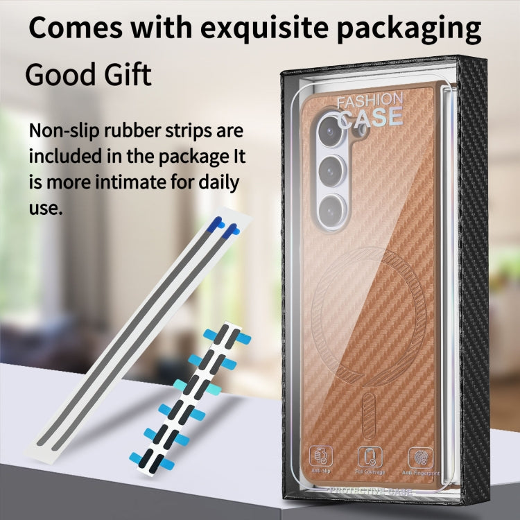 For Samsung Galaxy Z Fold6 Carbon Fiber Magsafe Phone Case(Brown) - Galaxy Z Flip6 5G Cases by buy2fix | Online Shopping UK | buy2fix