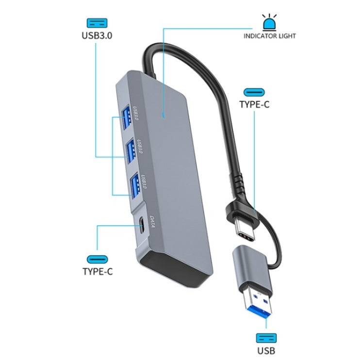 ADS-309D USB / Type-C to 3  x USB 3.0 + Type-C Data Port Expansion Hub Adapter - USB 3.0 HUB by buy2fix | Online Shopping UK | buy2fix