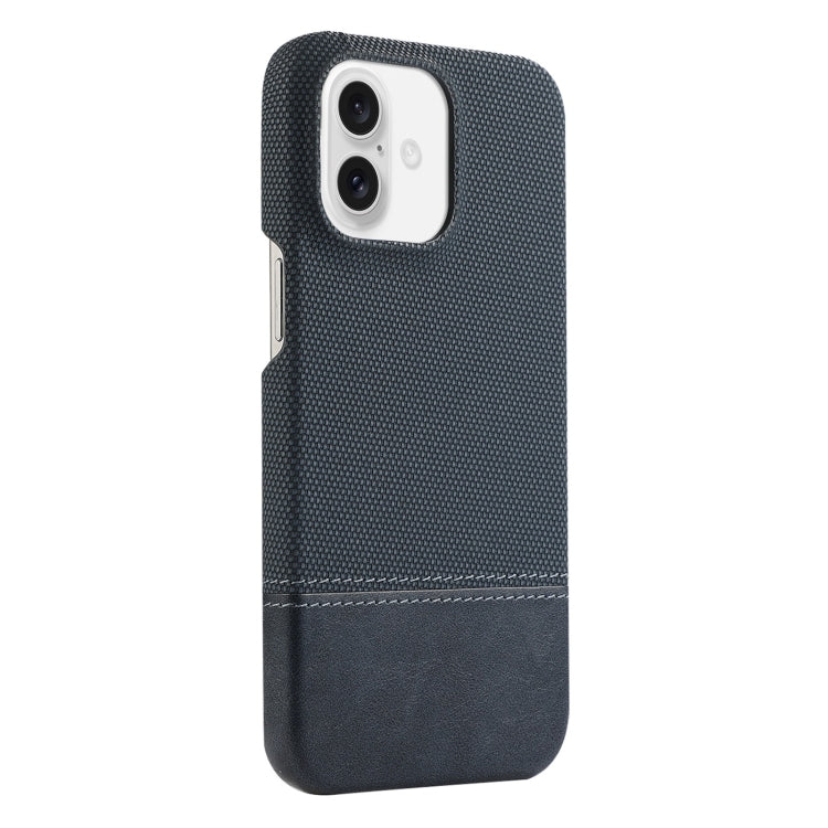 For iPhone 16 Plus Stitching Cloth PU Shockproof Phone Case(Dark Blue) - iPhone 16 Plus Cases by buy2fix | Online Shopping UK | buy2fix